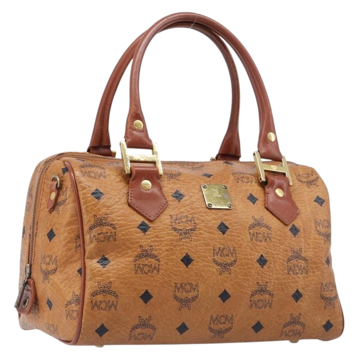 MCM Visetos Logogramme Leather Brown Leather Handbag (Pre-Owned)