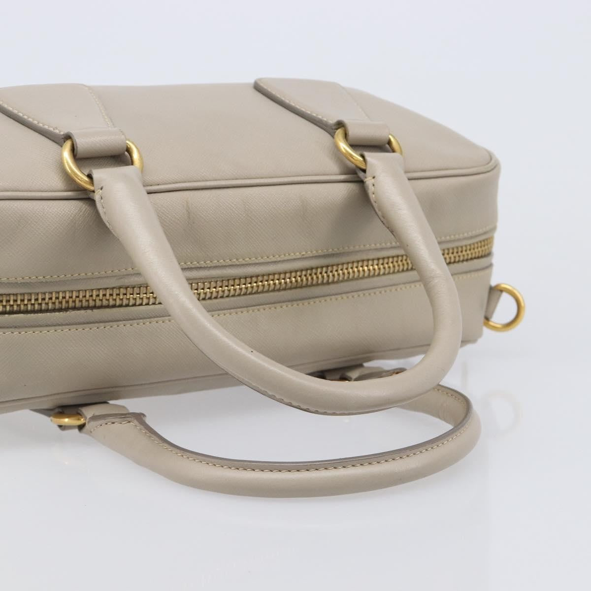 Prada Convertible Bauletto Saffiano Leather Gray Leather Handbag (Pre-Owned)