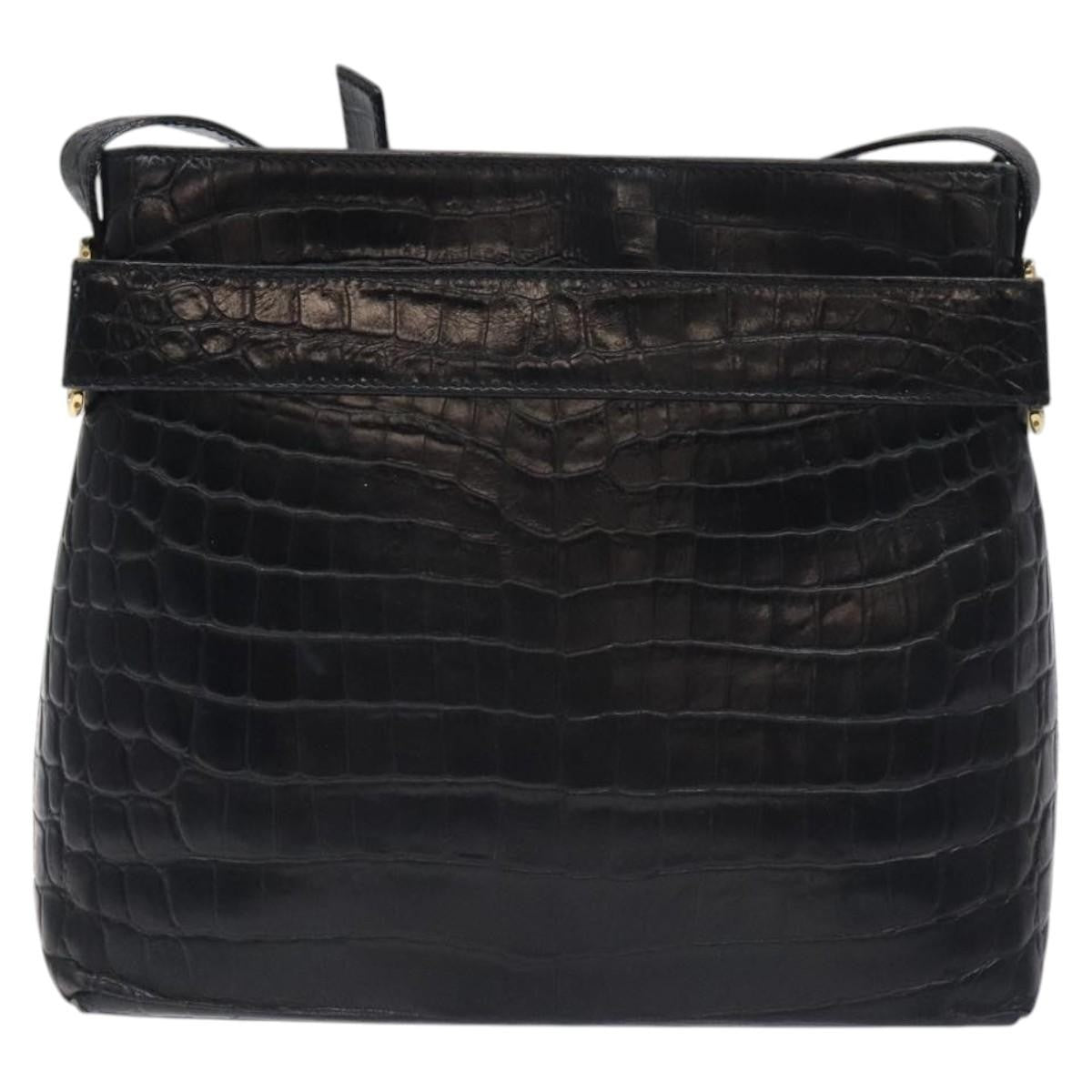 Salvatore Ferragamo Vara Leather Black Leather Shoulder Bag Bag (Pre-Owned)