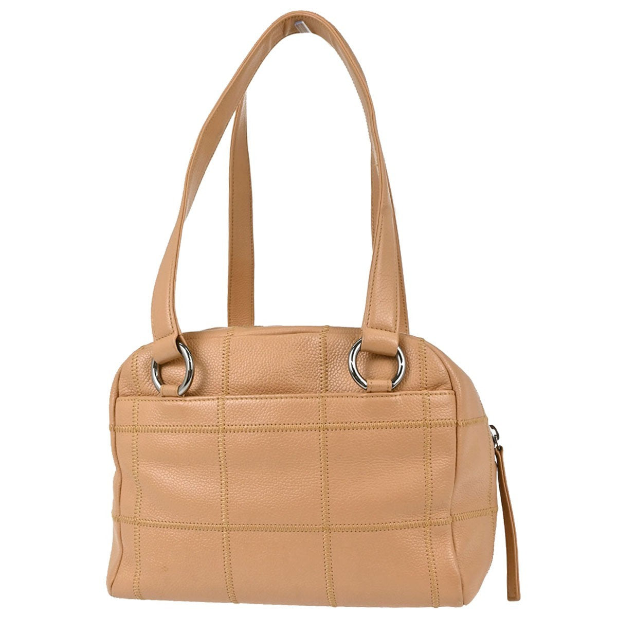 Chanel Square Stitch Shoulder Bag Quilted Caviar Beige Leather Shoulder Bag Bag (Pre-Owned)