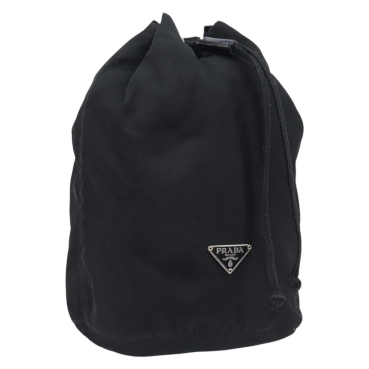 Prada Vela Drawstring Bucket Wristlet Tessuto Black Nylon Clutche & Pouche Bag (Pre-Owned)