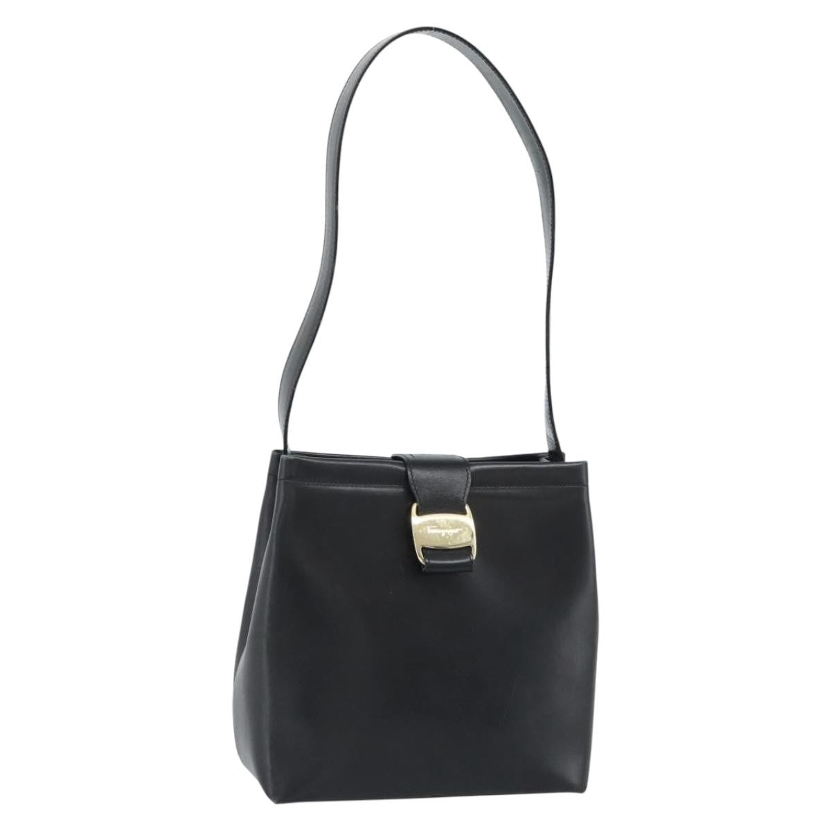 Salvatore Ferragamo Vala Leather Black Leather Shoulder Bag Bag (Pre-Owned)