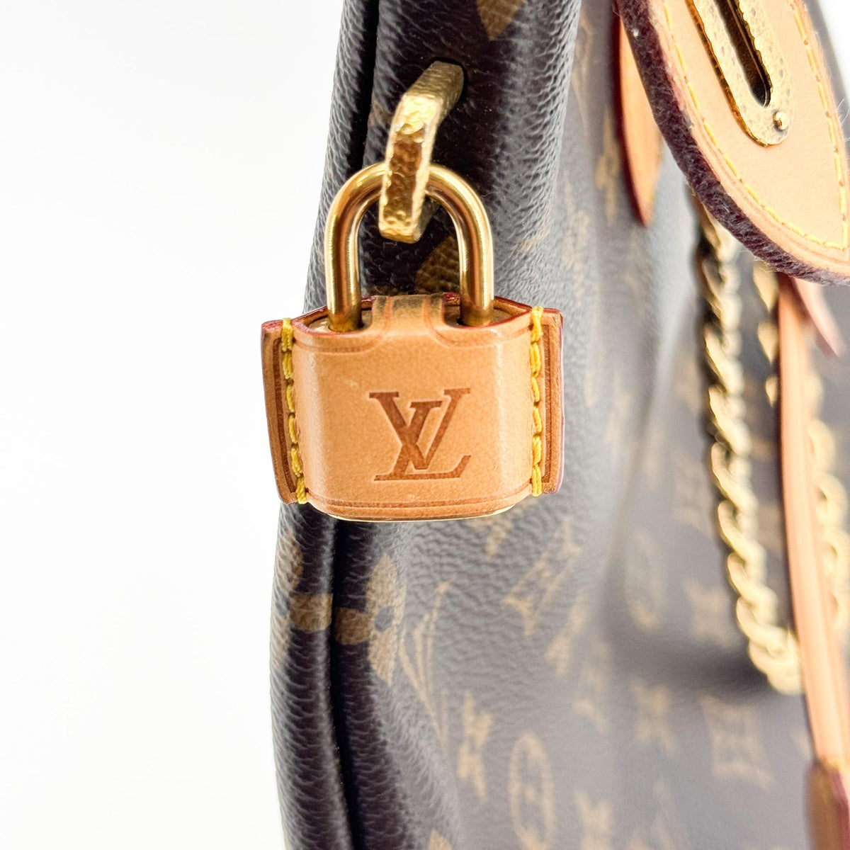 Louis Vuitton Lockit Chain Monogram Canvas Brown Canvas Handbag (Pre-Owned)