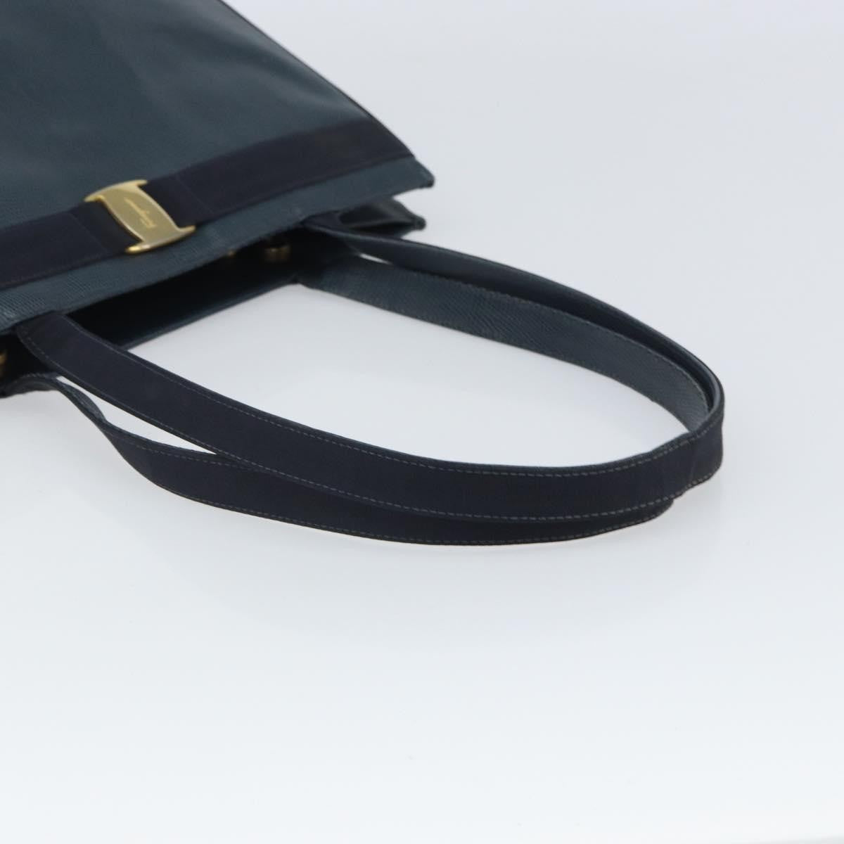 Salvatore Ferragamo Vala Tote Leather Blue Leather Tote Bag Bag (Pre-Owned)