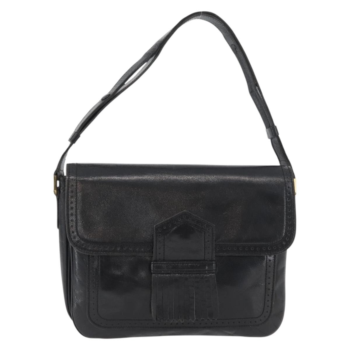Saint Laurent Vintage Leather Black Leather Shoulder Bag Bag (Pre-Owned)