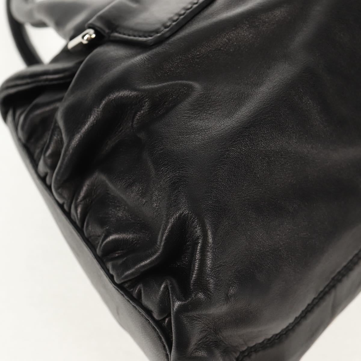 Valentino Garavani Histoire Tote Leather And Strass Black Leather Shoulder Bag Bag (Pre-Owned)