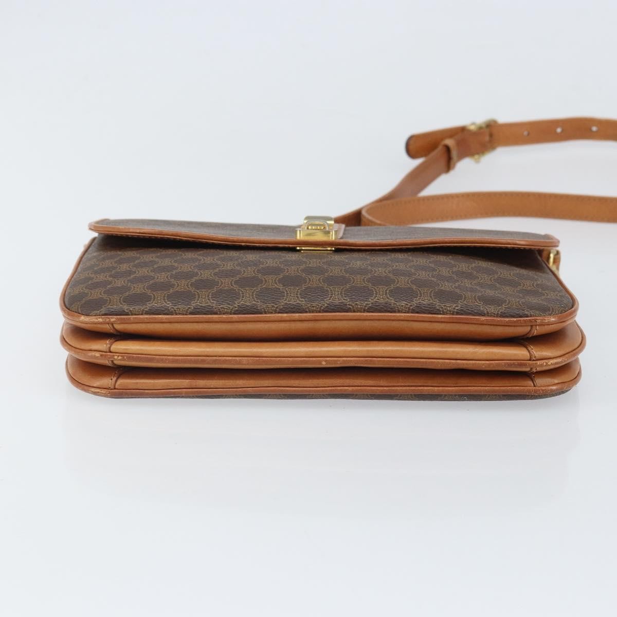 Celine Vintage Macadam Canvas And Leather Brown Canvas Shoulder Bag Bag (Pre-Owned)