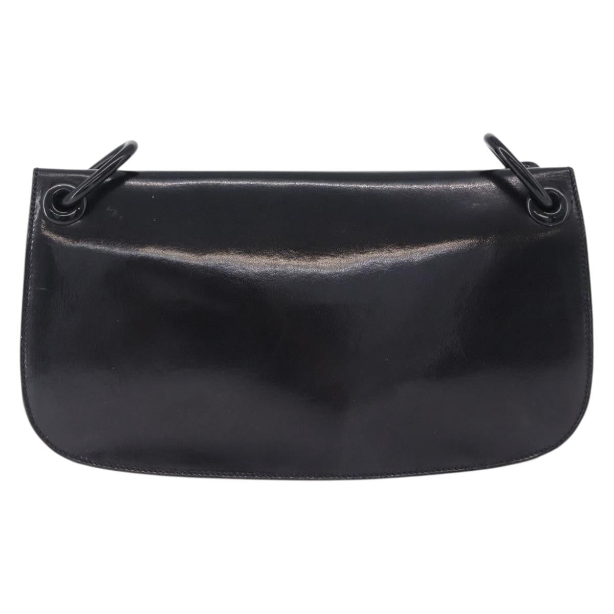 Prada Chain Shoulder Leather Black Leather Shoulder Bag Bag (Pre-Owned)