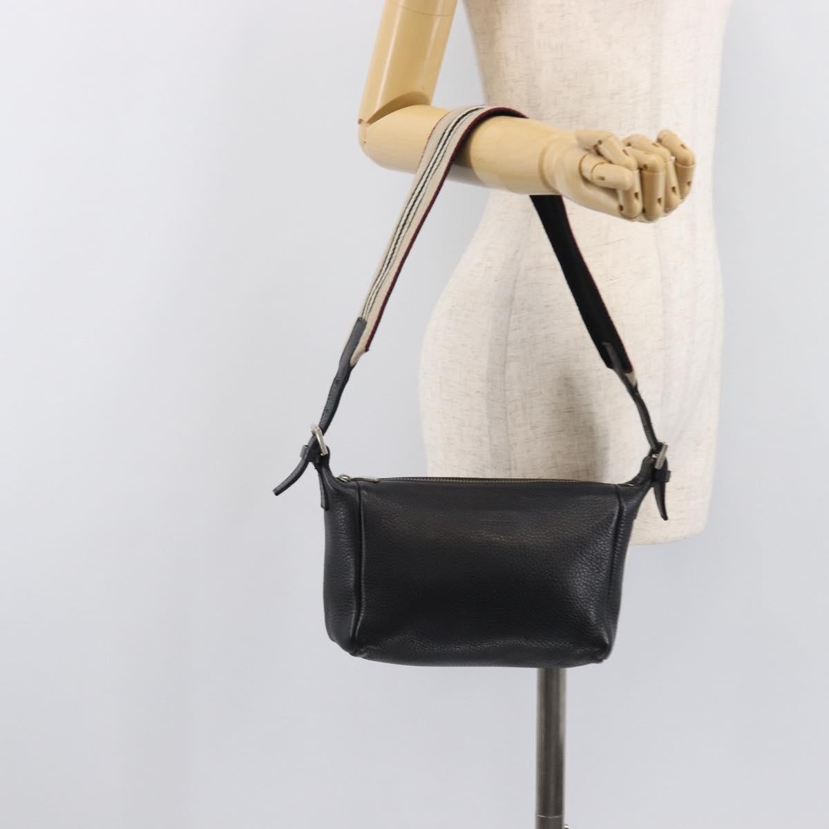 Burberry Shoulder Leather Black Leather Shoulder Bag Bag (Pre-Owned)