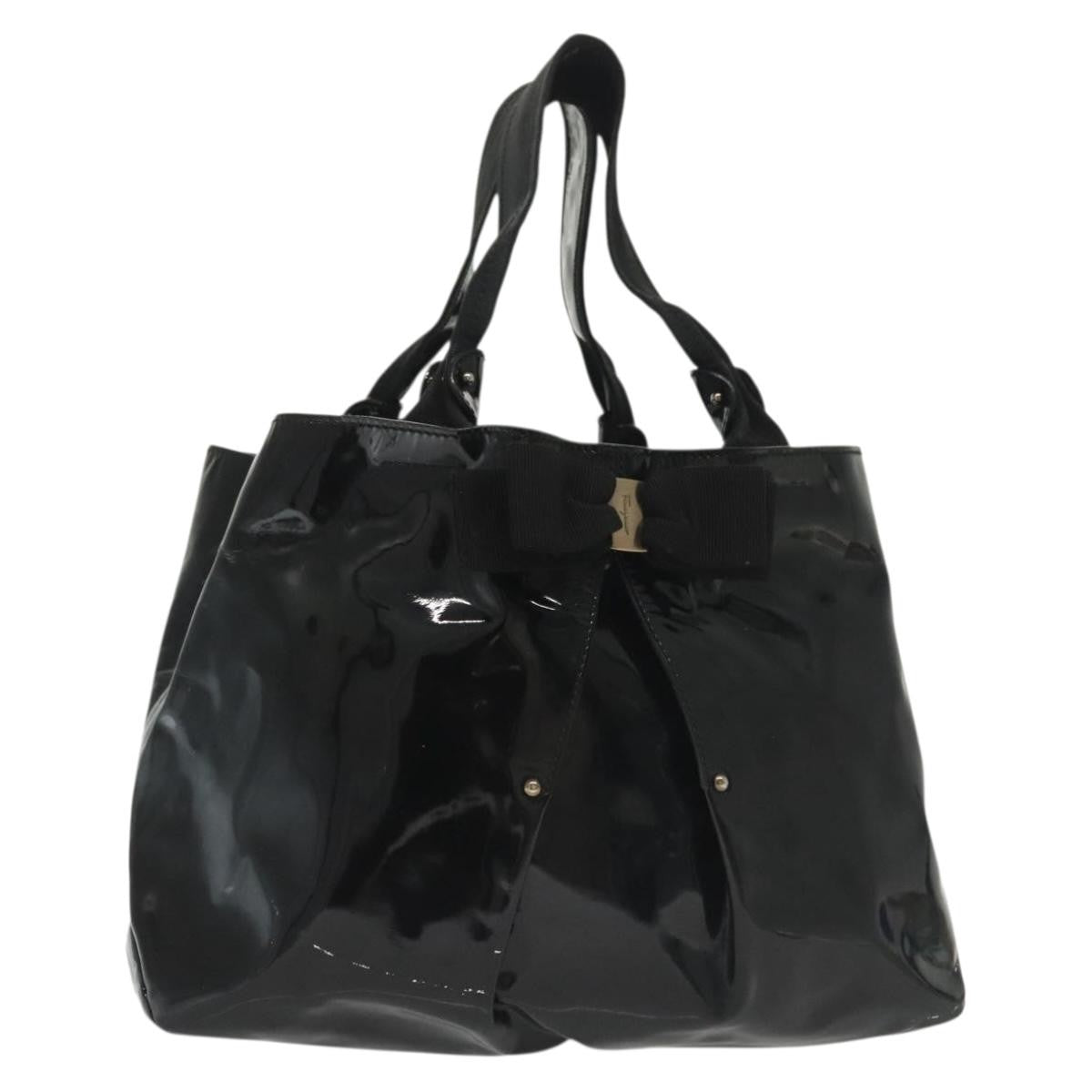 Salvatore Ferragamo Vala Tote Patent Leather Black Patent_Leather Tote Bag Bag (Pre-Owned)