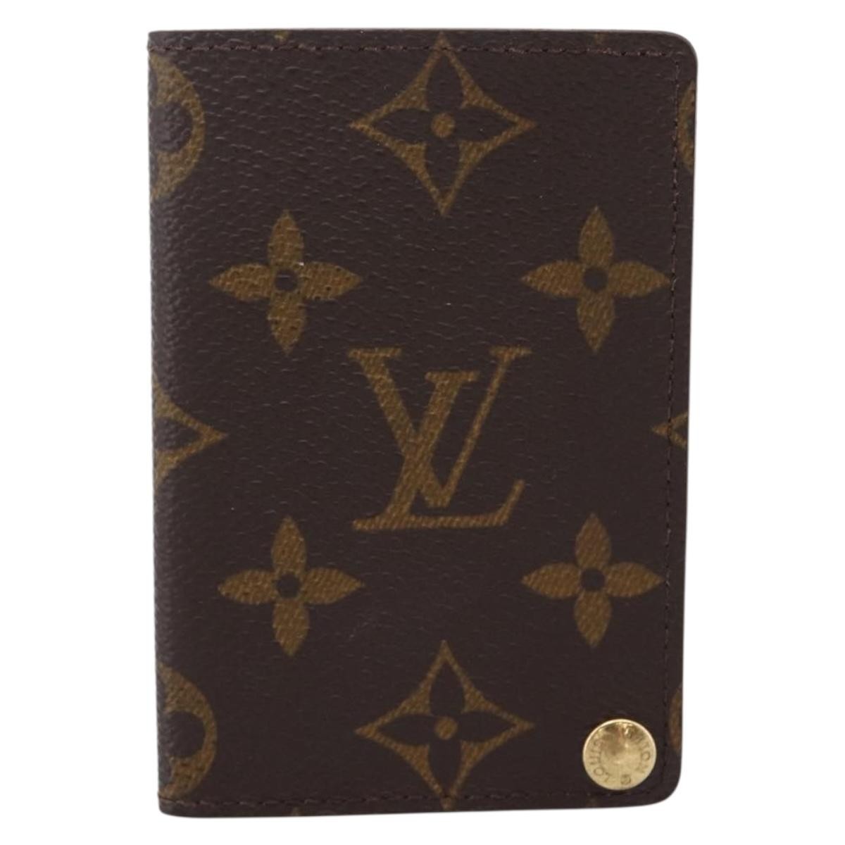 Louis Vuitton Porte Cartes Pression Card Case Monogram Canvas Brown Canvas Card Holders Accessory (Pre-Owned)