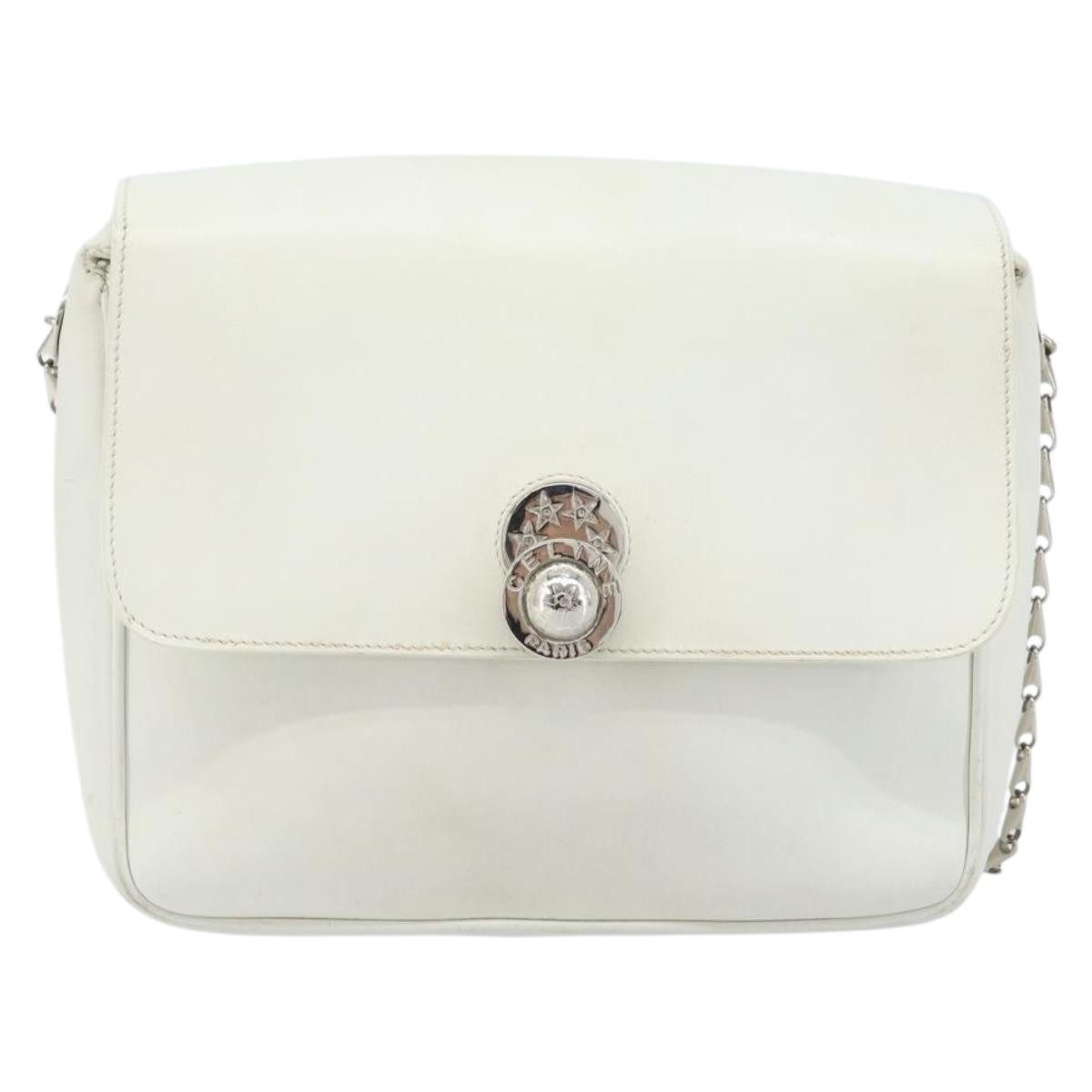 Celine Vintage Leather White Leather Shoulder Bag Bag (Pre-Owned)