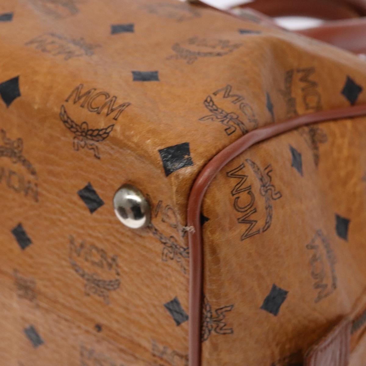MCM Visetos Logogramme Leather Brown Leather Handbag (Pre-Owned)