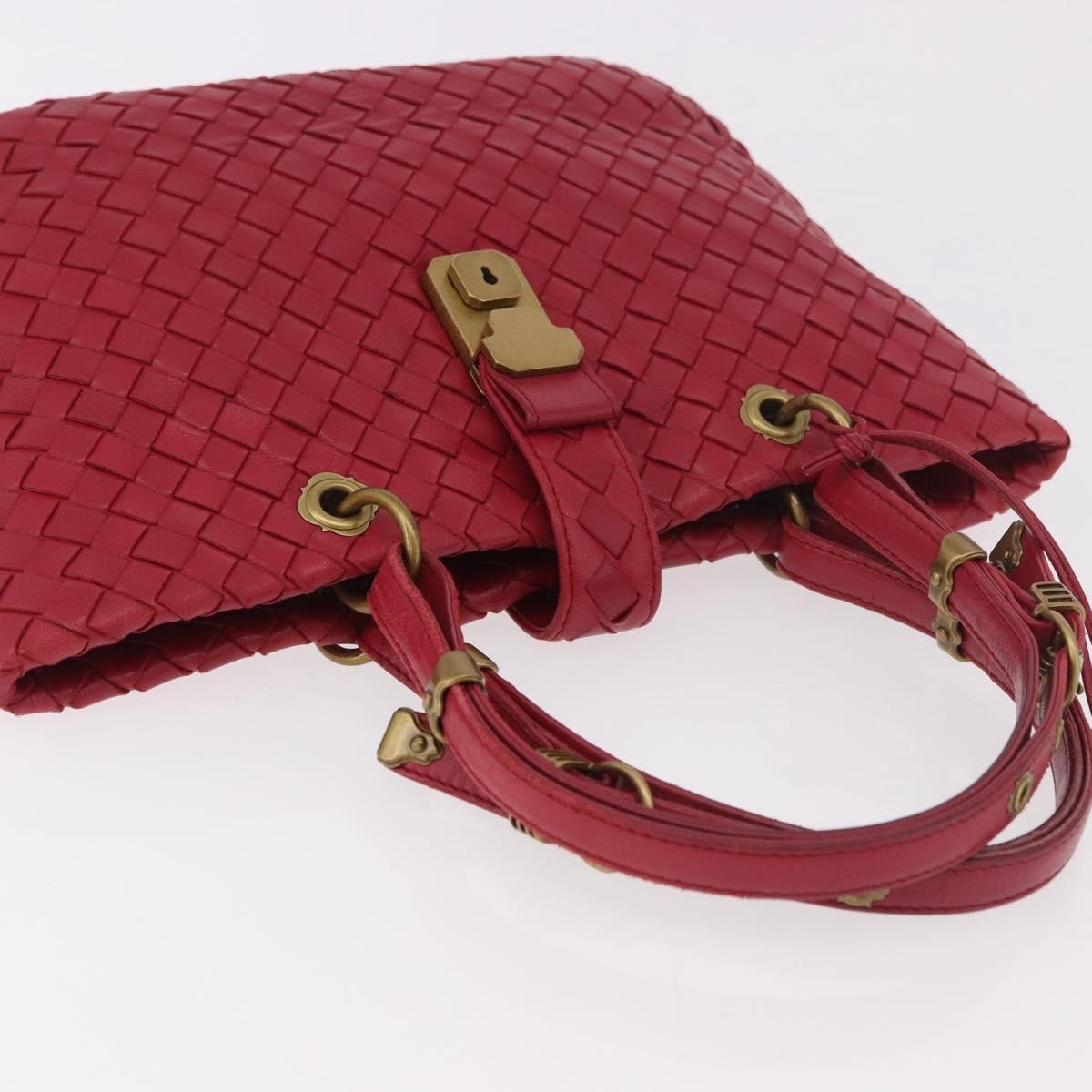 Bottega Veneta Capri Intrecciato Nappa Red Leather Tote Bag Bag (Pre-Owned)