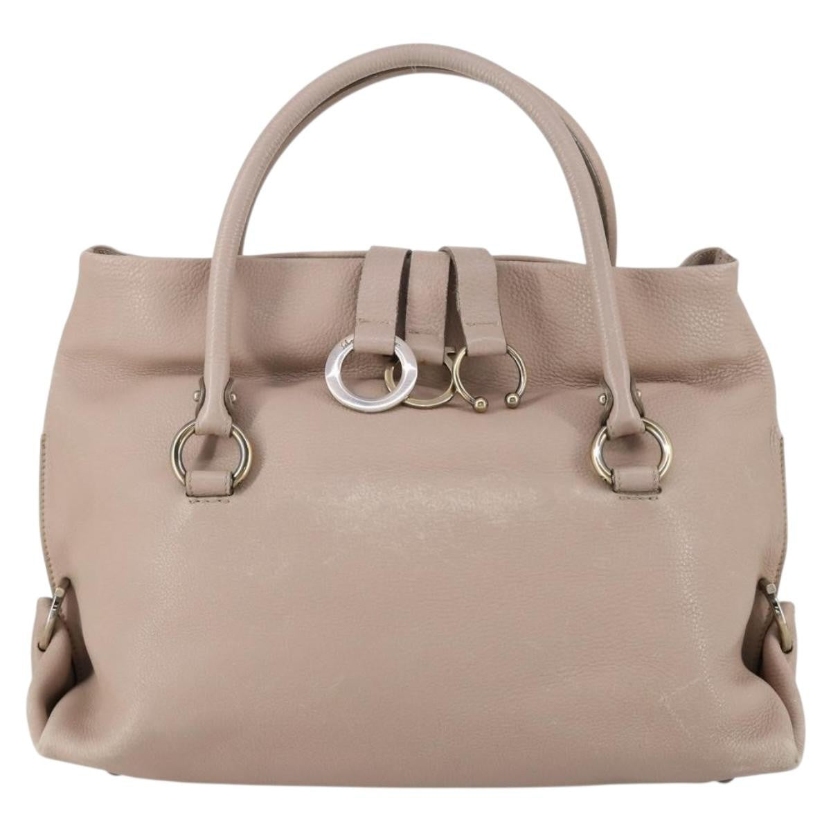 Salvatore Ferragamo Gancini Leather Beige Leather Shoulder Bag Bag (Pre-Owned)