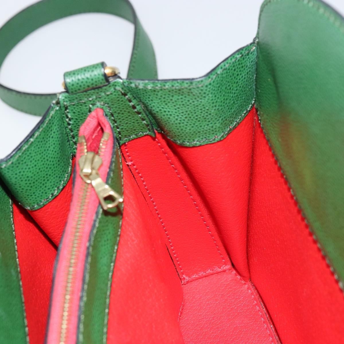 Celine Vintage Leather Green Leather Shoulder Bag Bag (Pre-Owned)