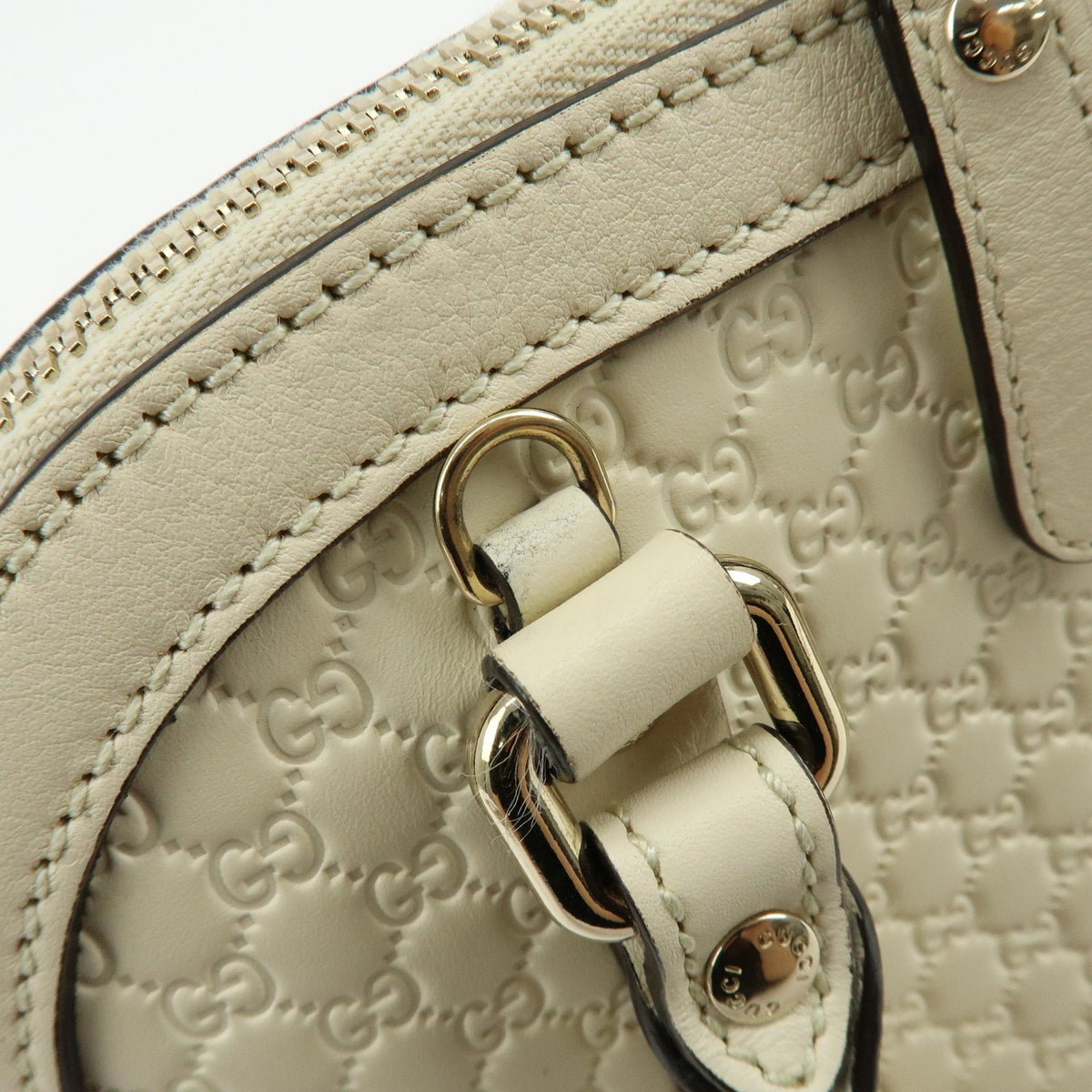 Gucci Convertible Dome Satchel Guccissima Leather White Leather Handbag (Pre-Owned)