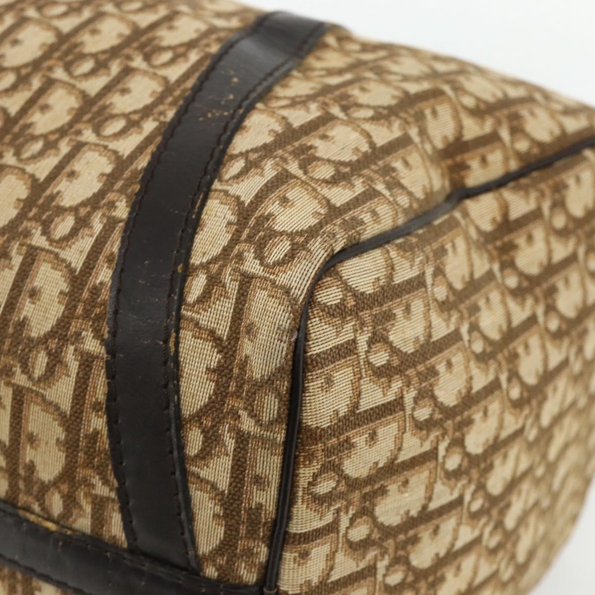 Christian Dior Vintage Trotter Boston Diorissimo Canvas Beige Canvas Handbag (Pre-Owned)