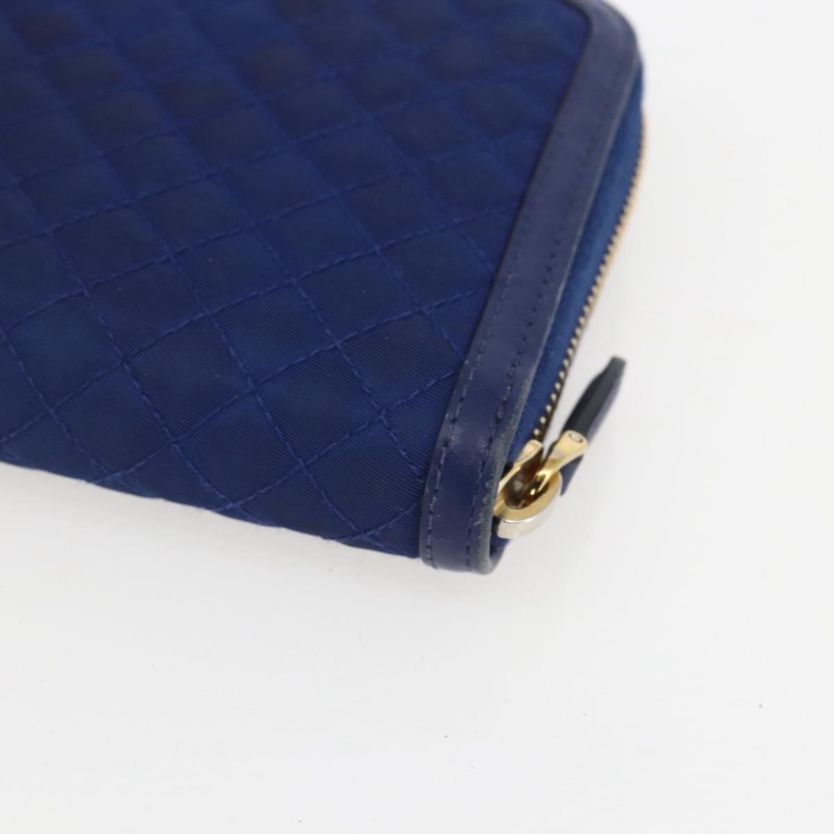 Prada Zip Around Organizer Saffiano Leather With Applique Blue Leather Wallets Accessory (Pre-Owned)