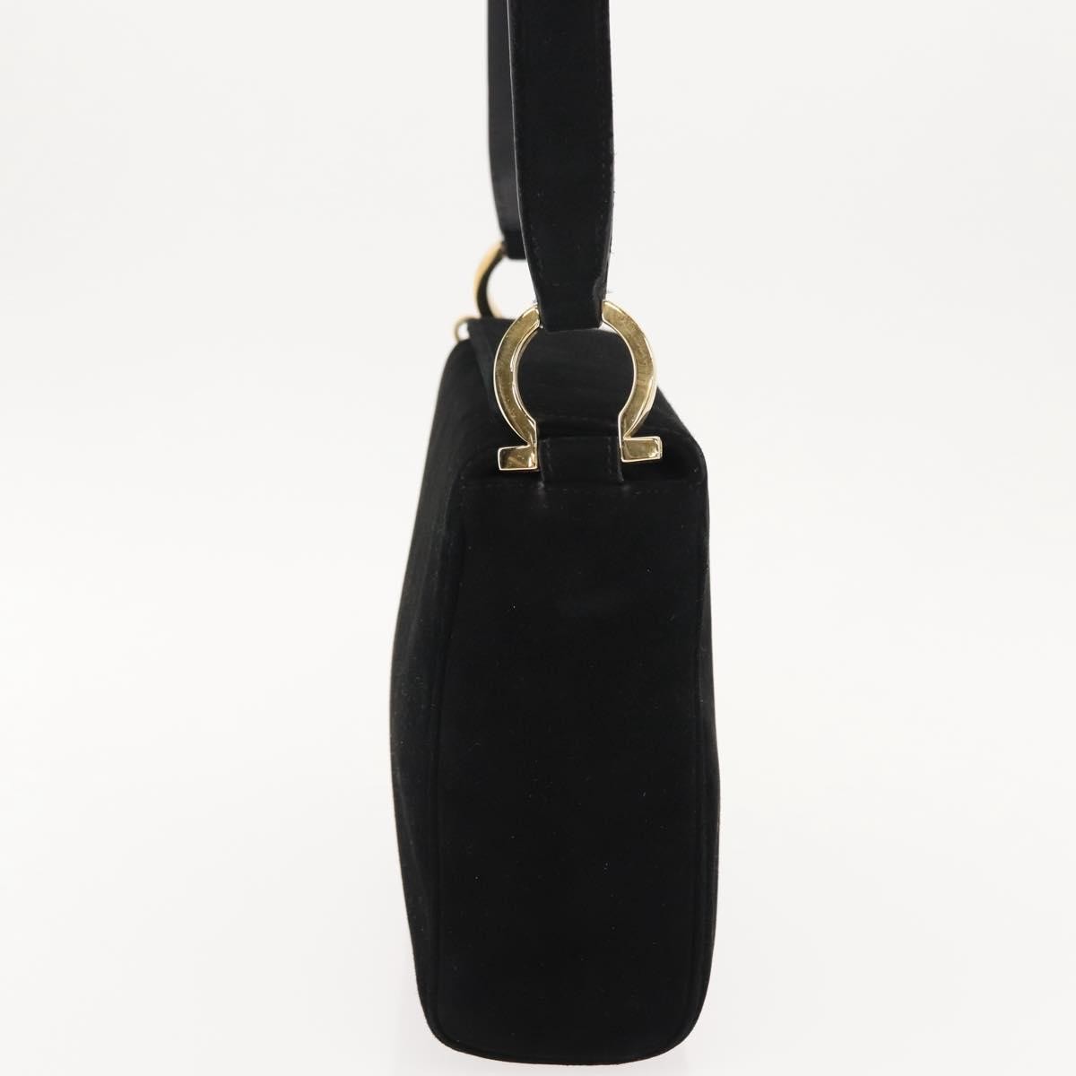 Salvatore Ferragamo Gancini Suede Black Suede Shoulder Bag Bag (Pre-Owned)