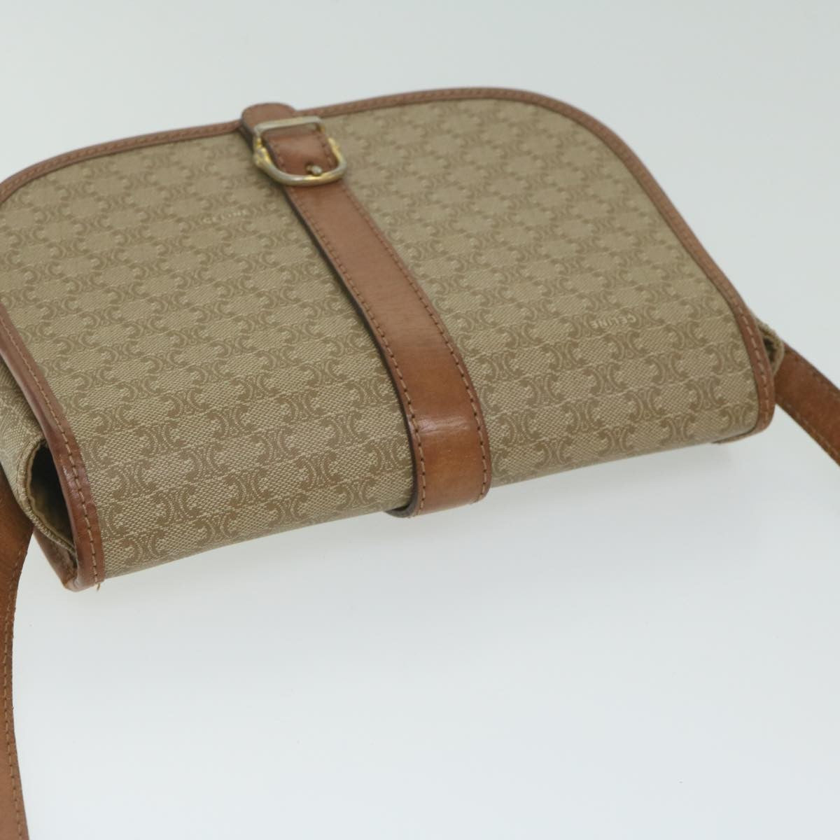 Celine Vintage Macadam Canvas And Leather Beige Canvas Shoulder Bag Bag (Pre-Owned)