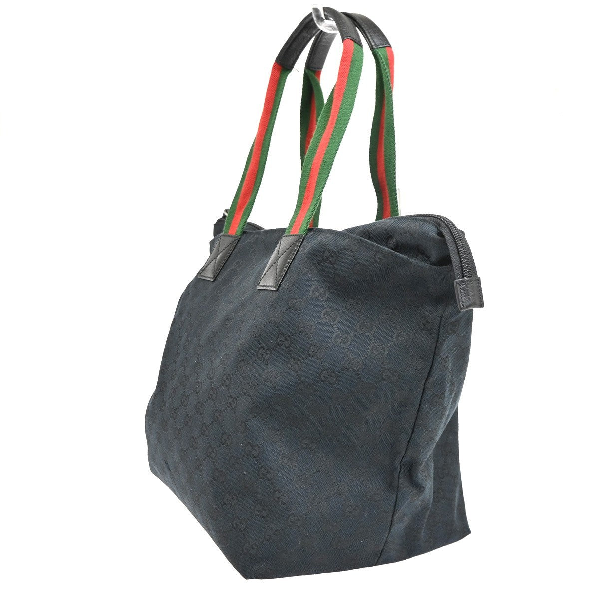 Gucci Web Zip Gg Canvas Black Canvas Tote Bag Bag (Pre-Owned)