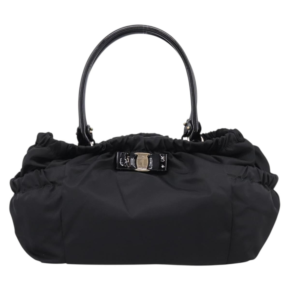 Salvatore Ferragamo Vala Tote Nylon Black Nylon Tote Bag Bag (Pre-Owned)
