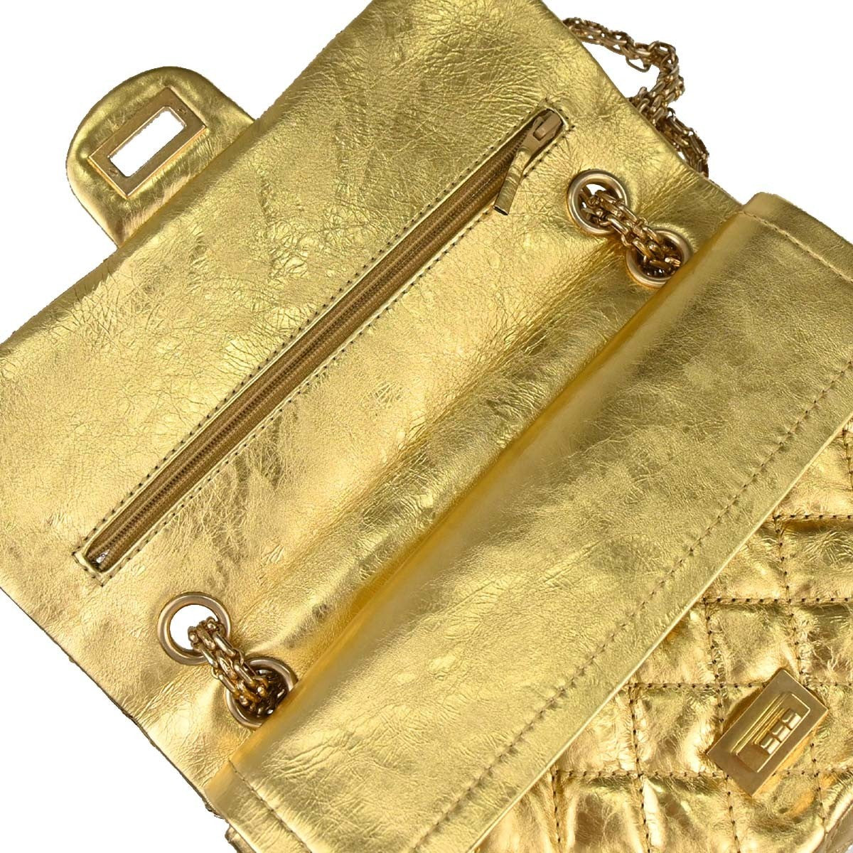 Chanel Reissue 2.55 Flap Metallic Leather Gold Calfskin Handbag (Pre-Owned)