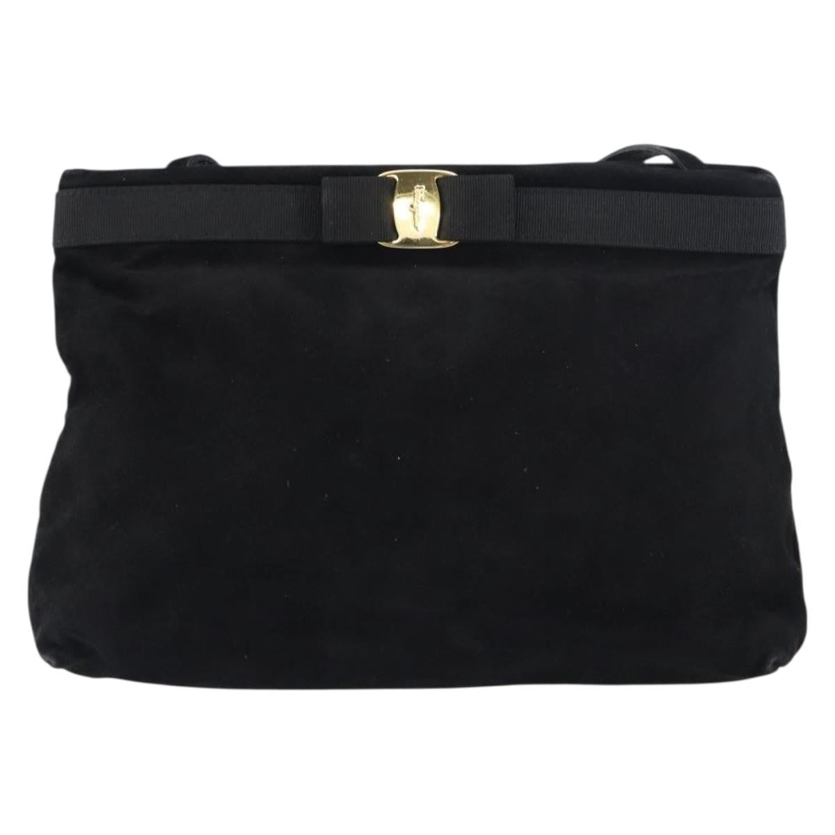 Salvatore Ferragamo Vala Suede Black Suede Shoulder Bag Bag (Pre-Owned)