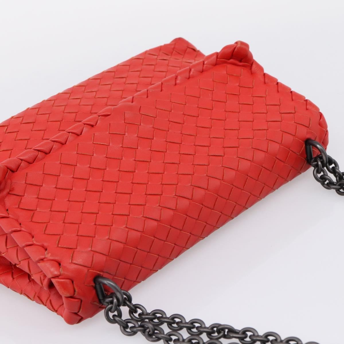 Bottega Veneta Olimpia Intrecciato Nappa Red Leather Shoulder Bag Bag (Pre-Owned)