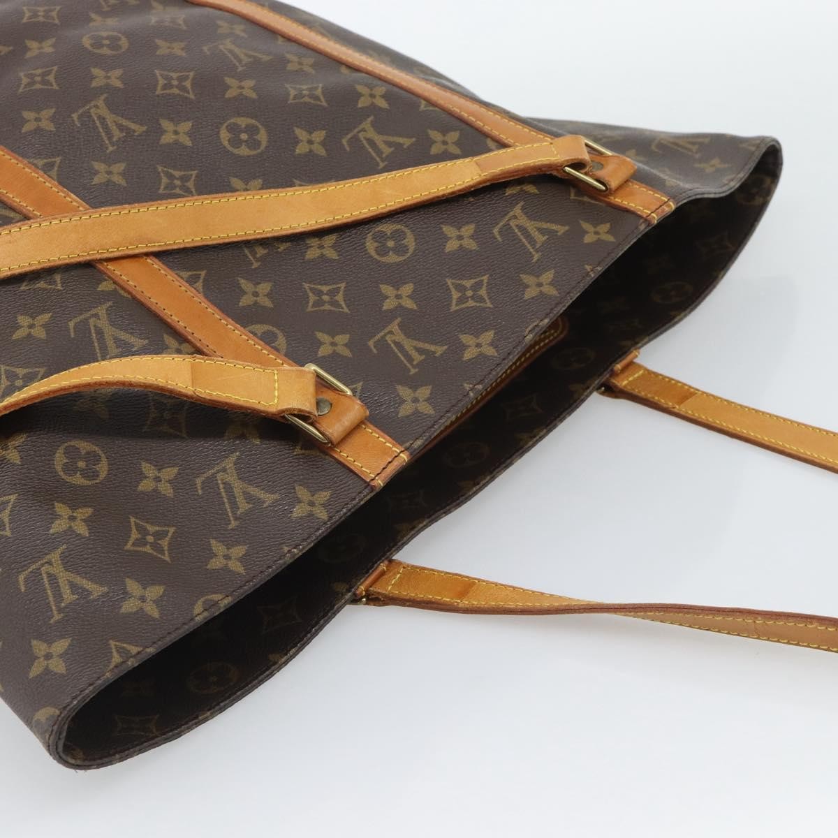 Louis Vuitton Shopping Sac Handbag Monogram Brown Canvas Tote Bag Bag (Pre-Owned)