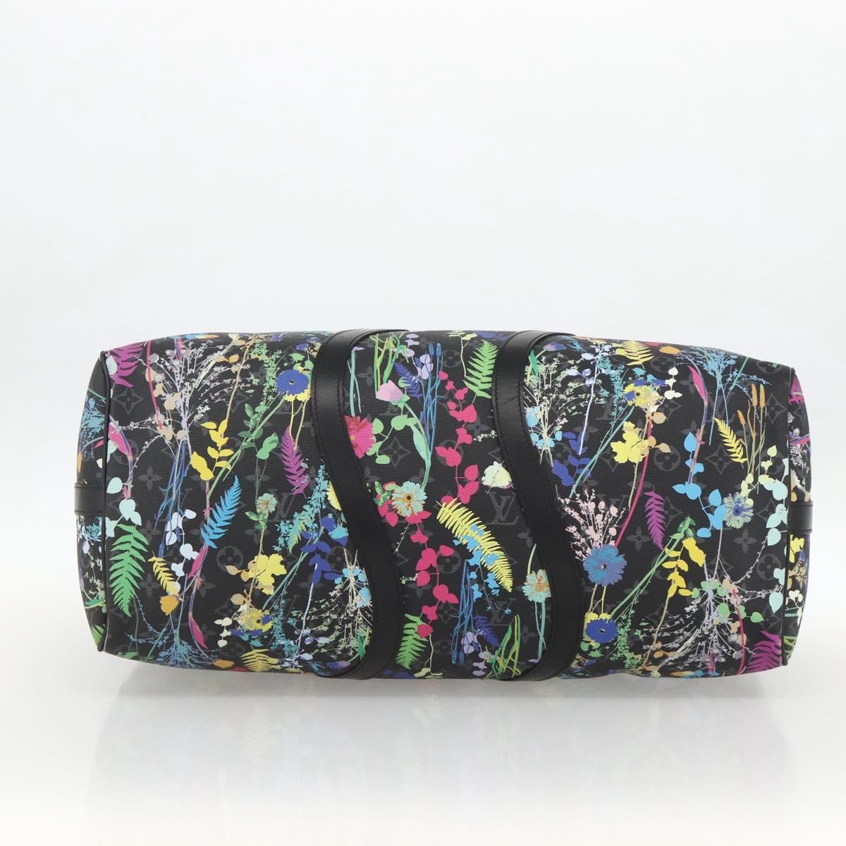 Louis Vuitton Keepall Bandouliere Limited Edition Foliage Monogram Eclipse Black Canvas Travel Bag Bag (Pre-Owned)