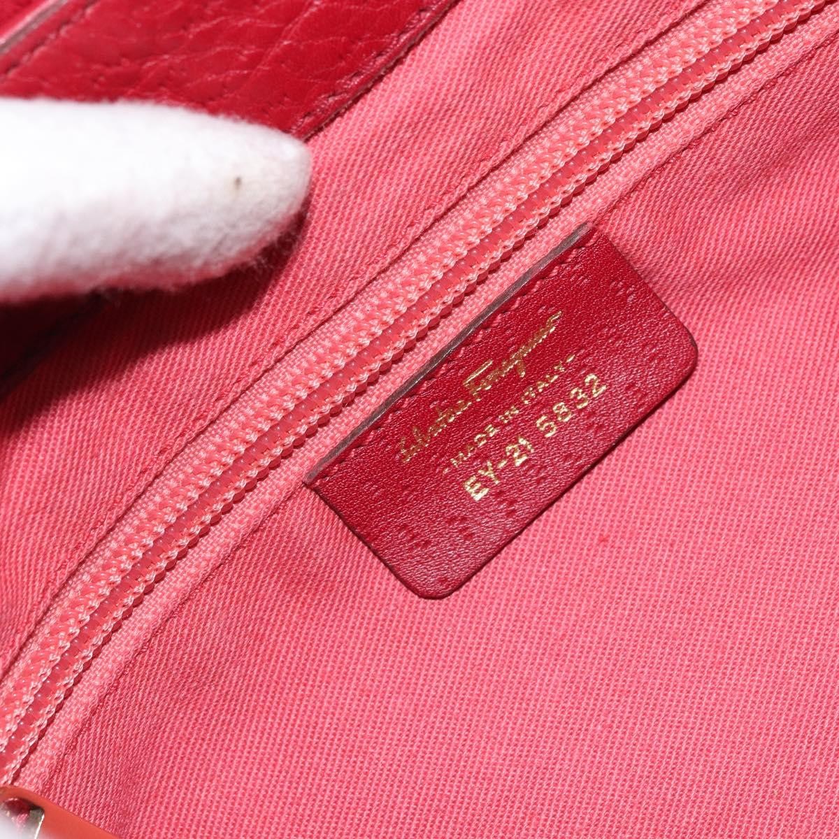 Salvatore Ferragamo Gancini Leather Red Leather Shoulder Bag Bag (Pre-Owned)