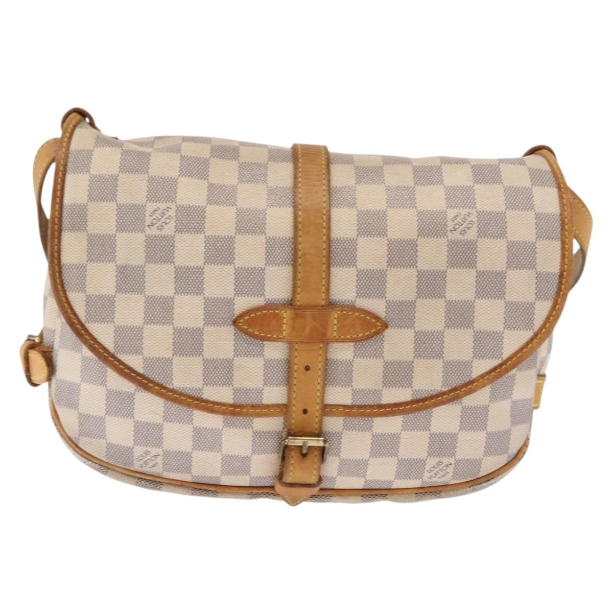 Louis Vuitton Saumur Damier Ebene Beige Canvas Shoulder Bag Bag (Pre-Owned)