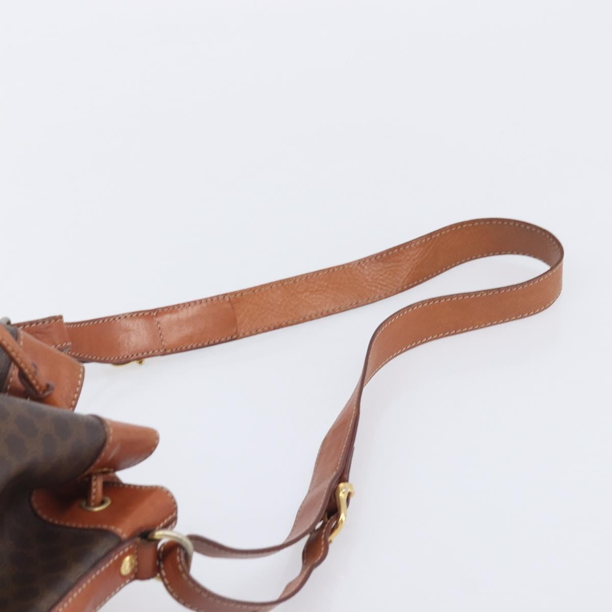 Celine Macadam Shoulder Leather Brown Canvas Crossbody Bag Bag (Pre-Owned)