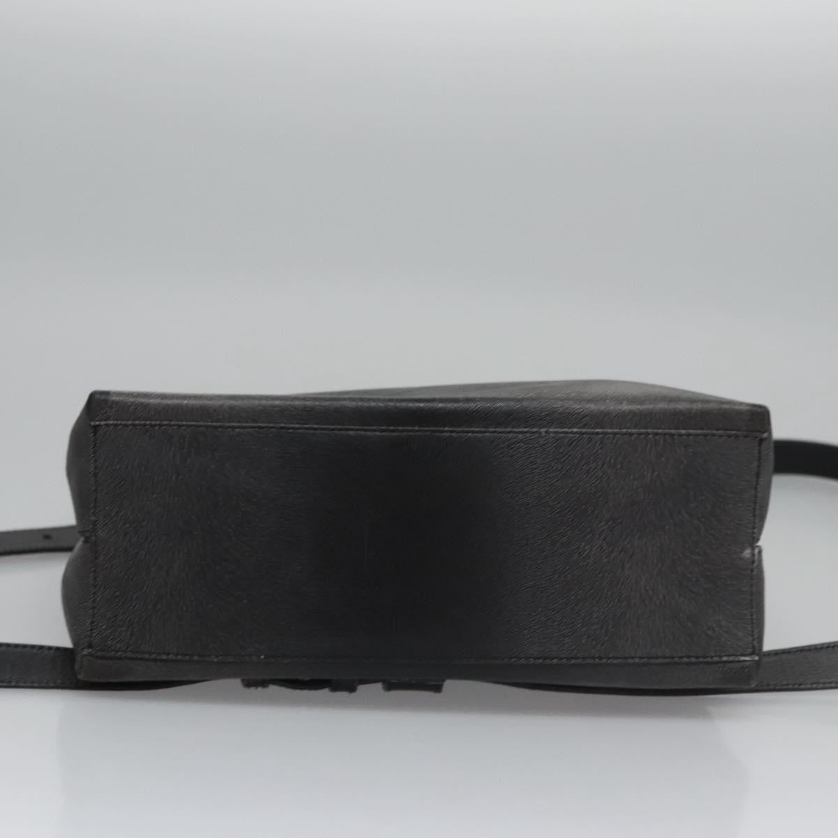 Salvatore Ferragamo Gancini Leather Black Leather Handbag (Pre-Owned)