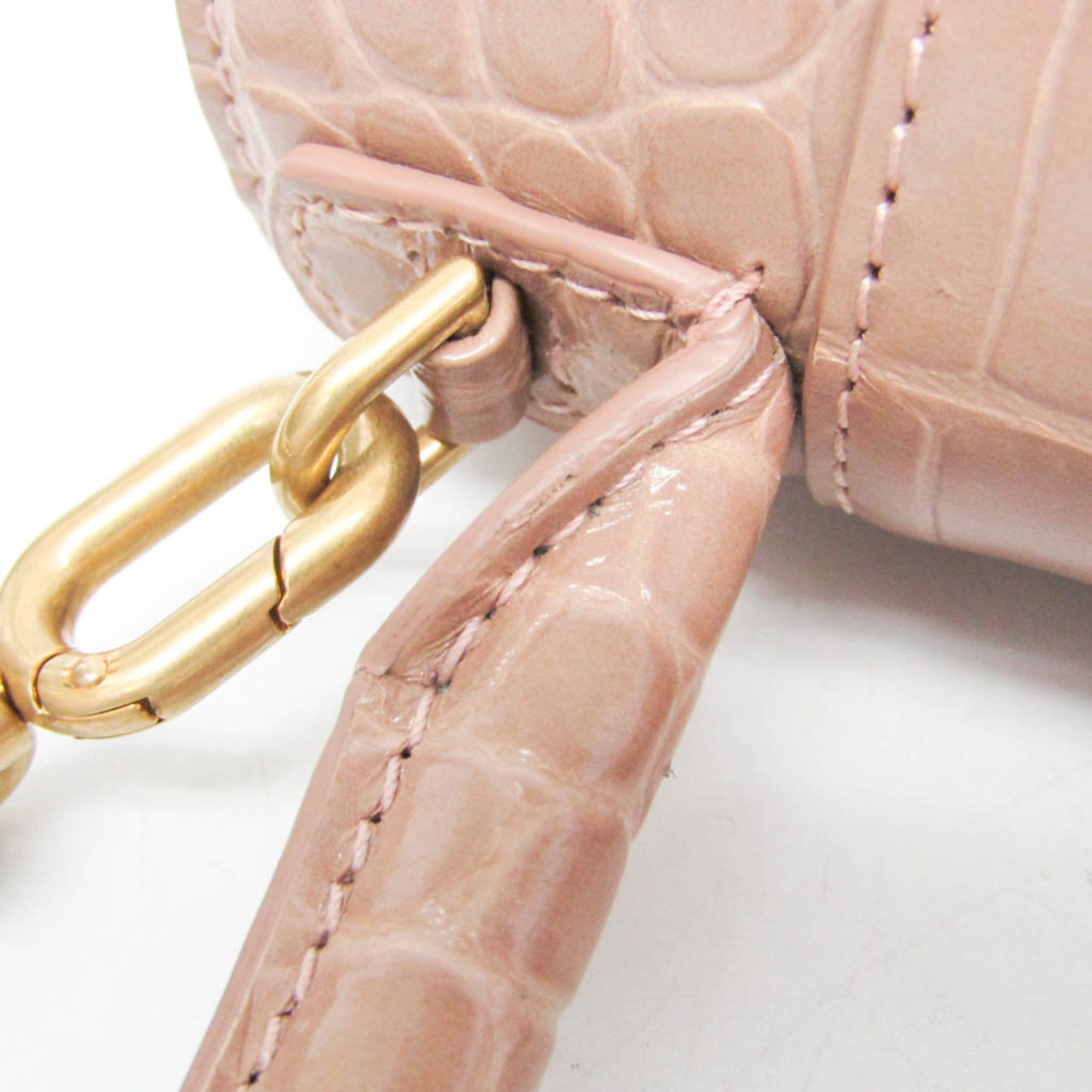 Balenciaga Hourglass Crocodile Embossed Pink Leather Handbag (Pre-Owned)