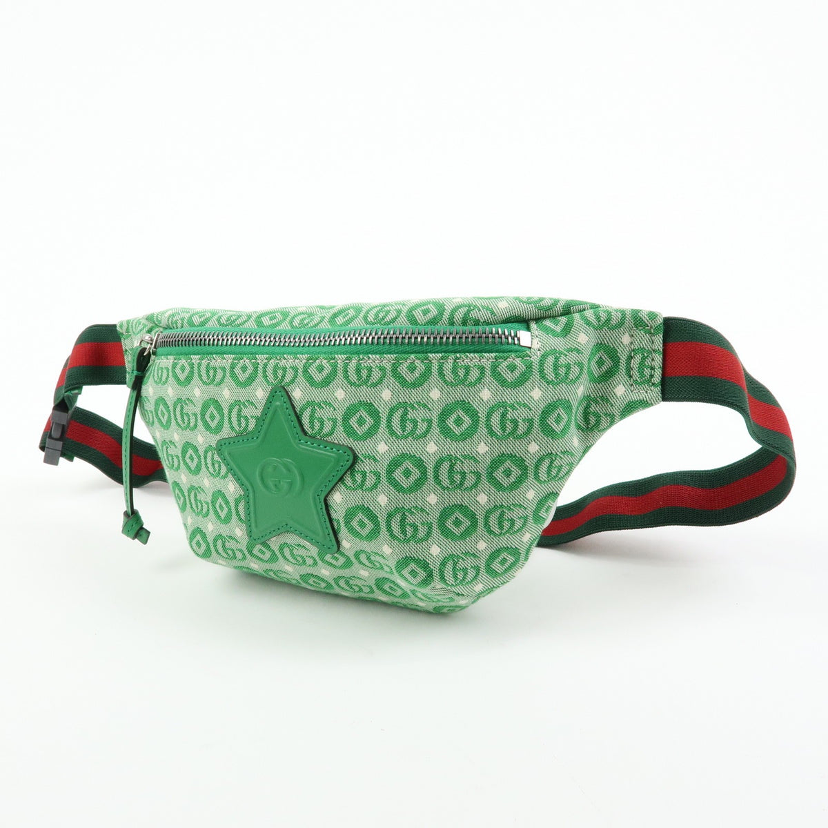 Gucci Children's Belt Printed Gg Coated Canvas Green Canvas Handbag (Pre-Owned)
