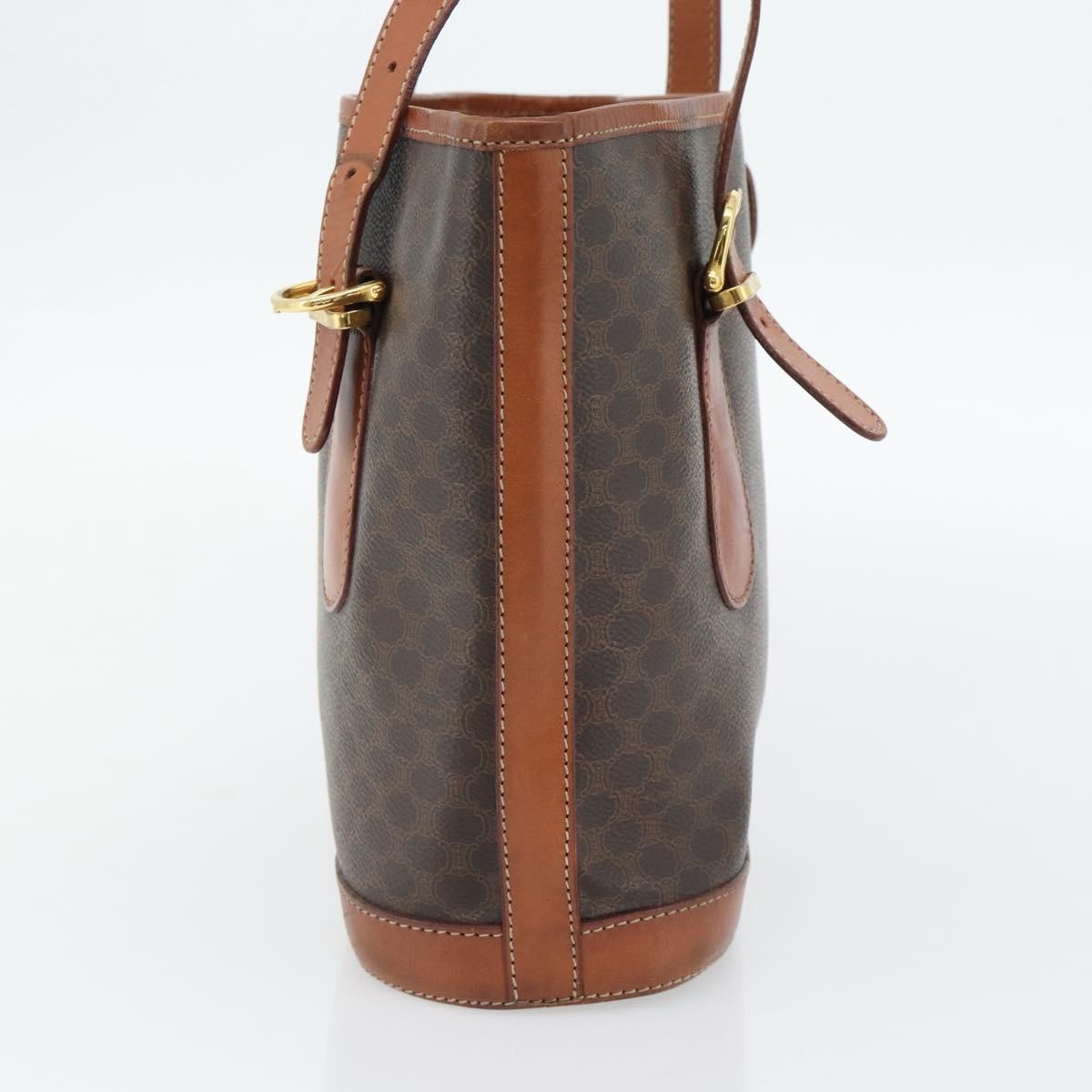 Celine Vintage Macadam Canvas And Leather Brown Canvas Tote Bag Bag (Pre-Owned)