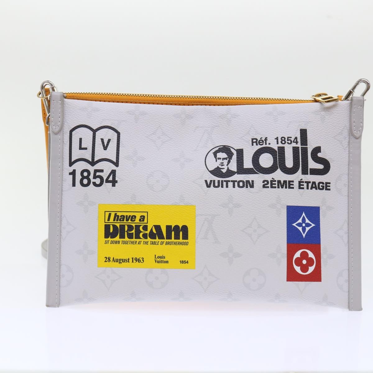 Louis Vuitton Double Flat Messenger Limited Edition Logo Story Monogram Canvas And Denim Multicolour Canvas Clutche & Pouche Bag (Pre-Owned)