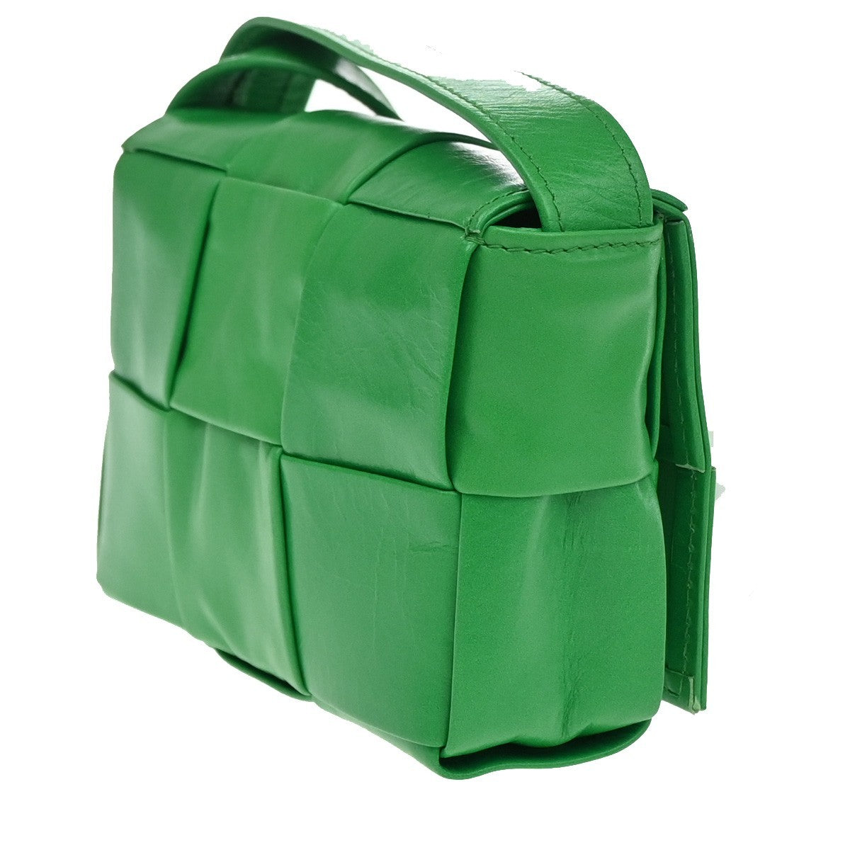 Bottega Veneta Cassette Maxi Intrecciato Leather Green Leather Crossbody Bag Bag (Pre-Owned)