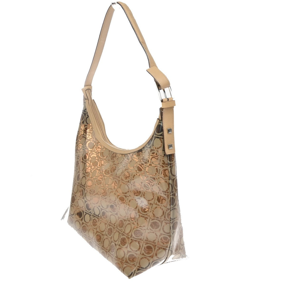Salvatore Ferragamo Gancini Pvc Leather Brown Pvc Shoulder Bag Bag (Pre-Owned)