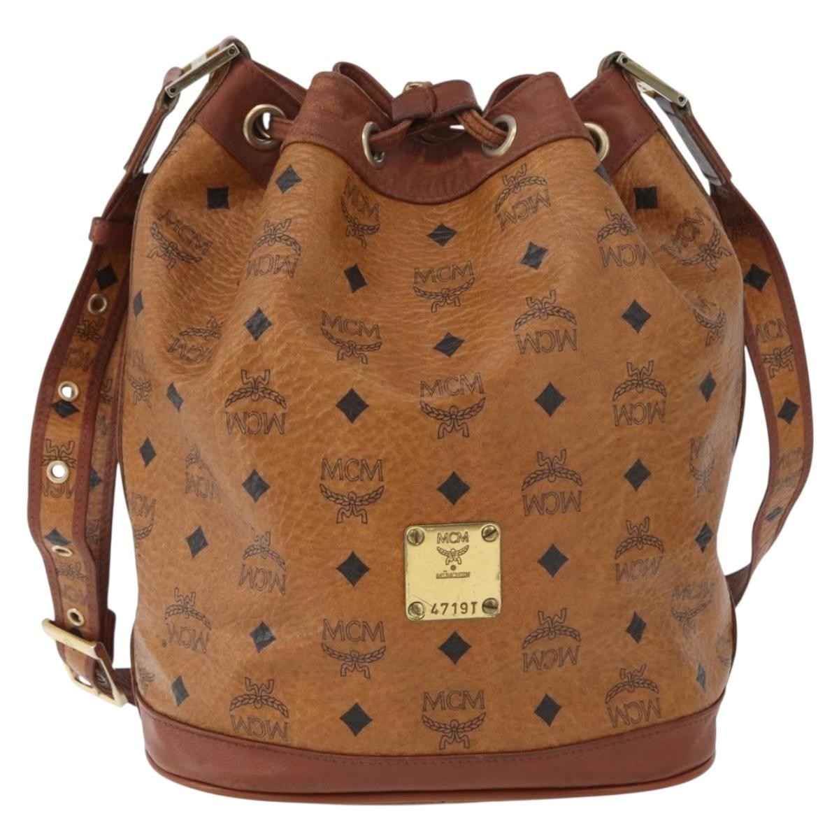 MCM Visetos Canvas Brown Canvas Shoulder Bag Bag (Pre-Owned)