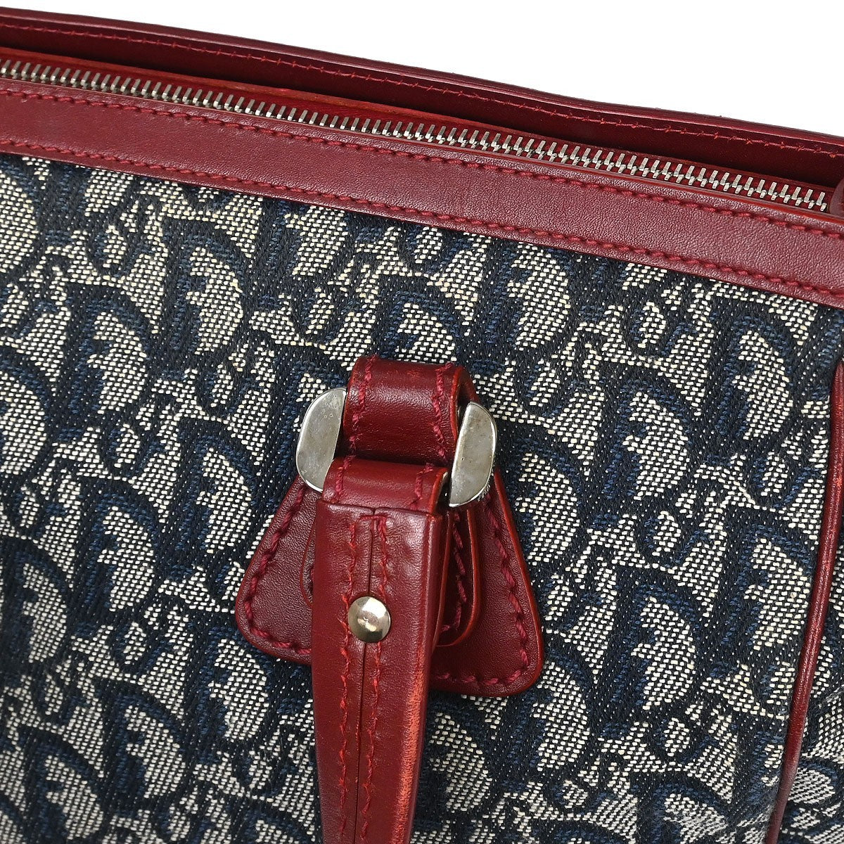 Christian Dior Vintage Trotter Zip Diorissimo Canvas Navy Canvas Tote Bag Bag (Pre-Owned)