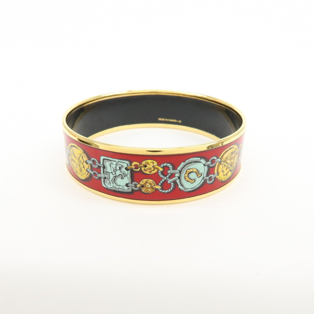 Hermes Bangle Printed Enamel Red Gold_Plated Bracelet Jewelry (Pre-Owned)