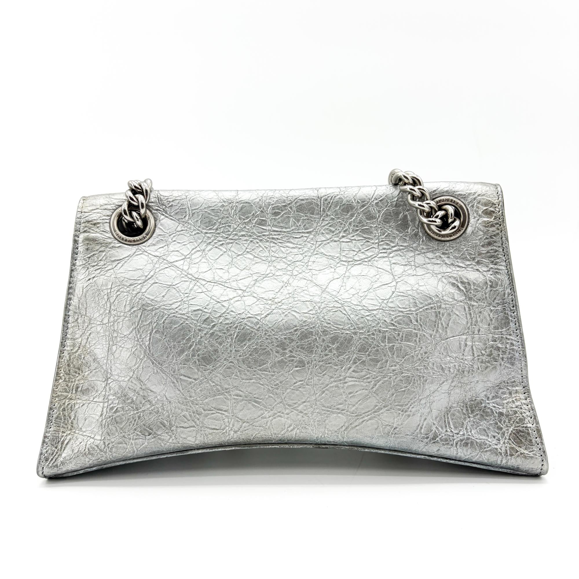 Balenciaga Crush Charm Chain Flap Leather Silver Leather Handbag (Pre-Owned)