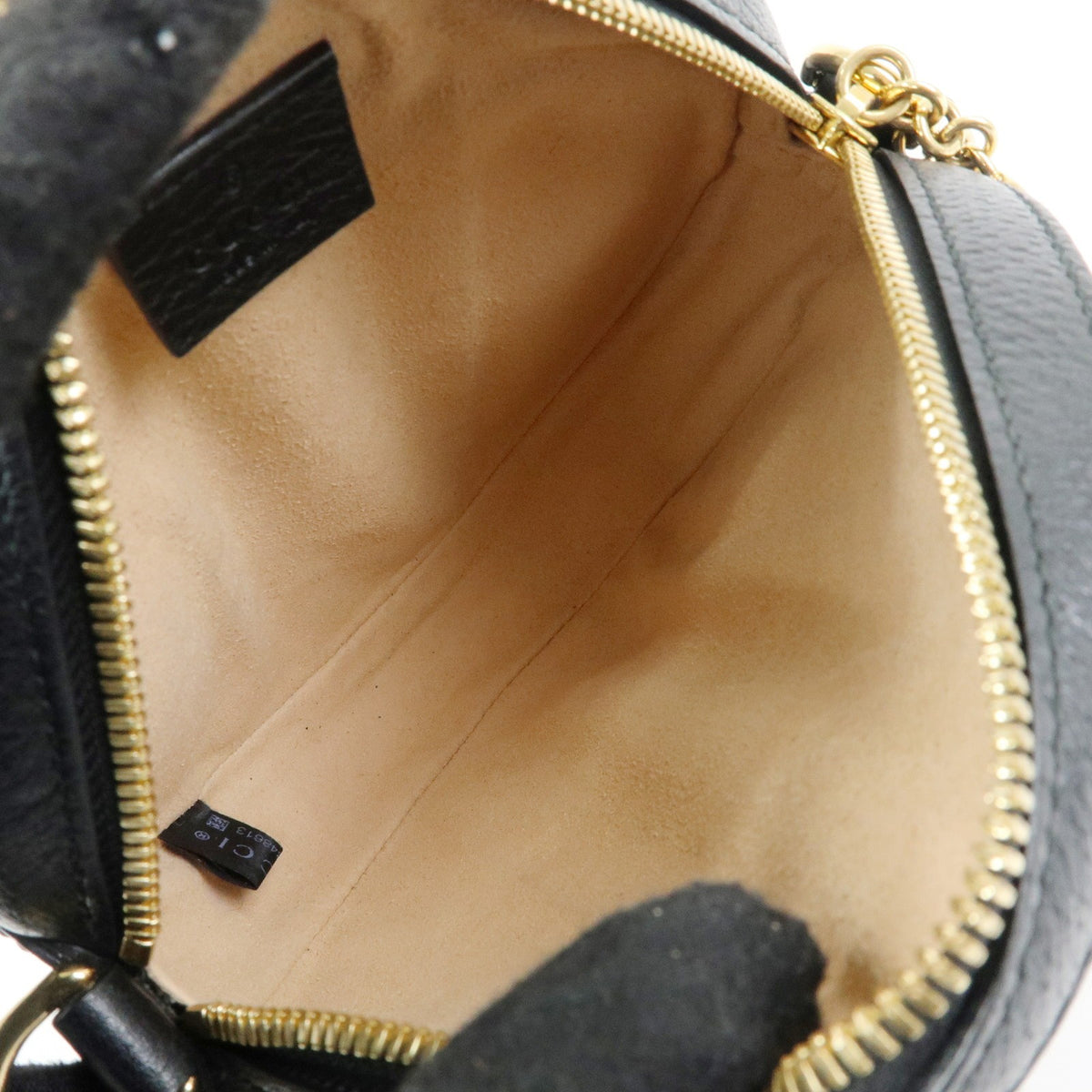 Gucci Ophidia Round Leather Black Leather Shoulder Bag Bag (Pre-Owned)