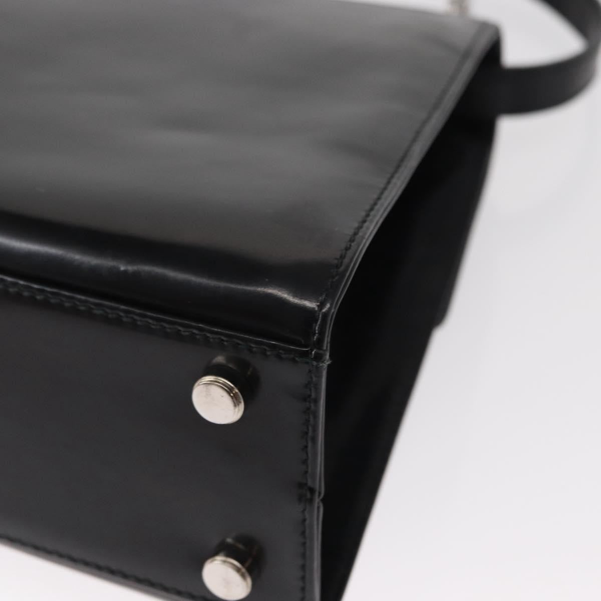 Salvatore Ferragamo Gancini Leather Black Leather Handbag (Pre-Owned)