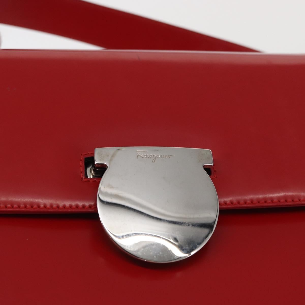 Salvatore Ferragamo Vala Leather Red Leather Handbag (Pre-Owned)