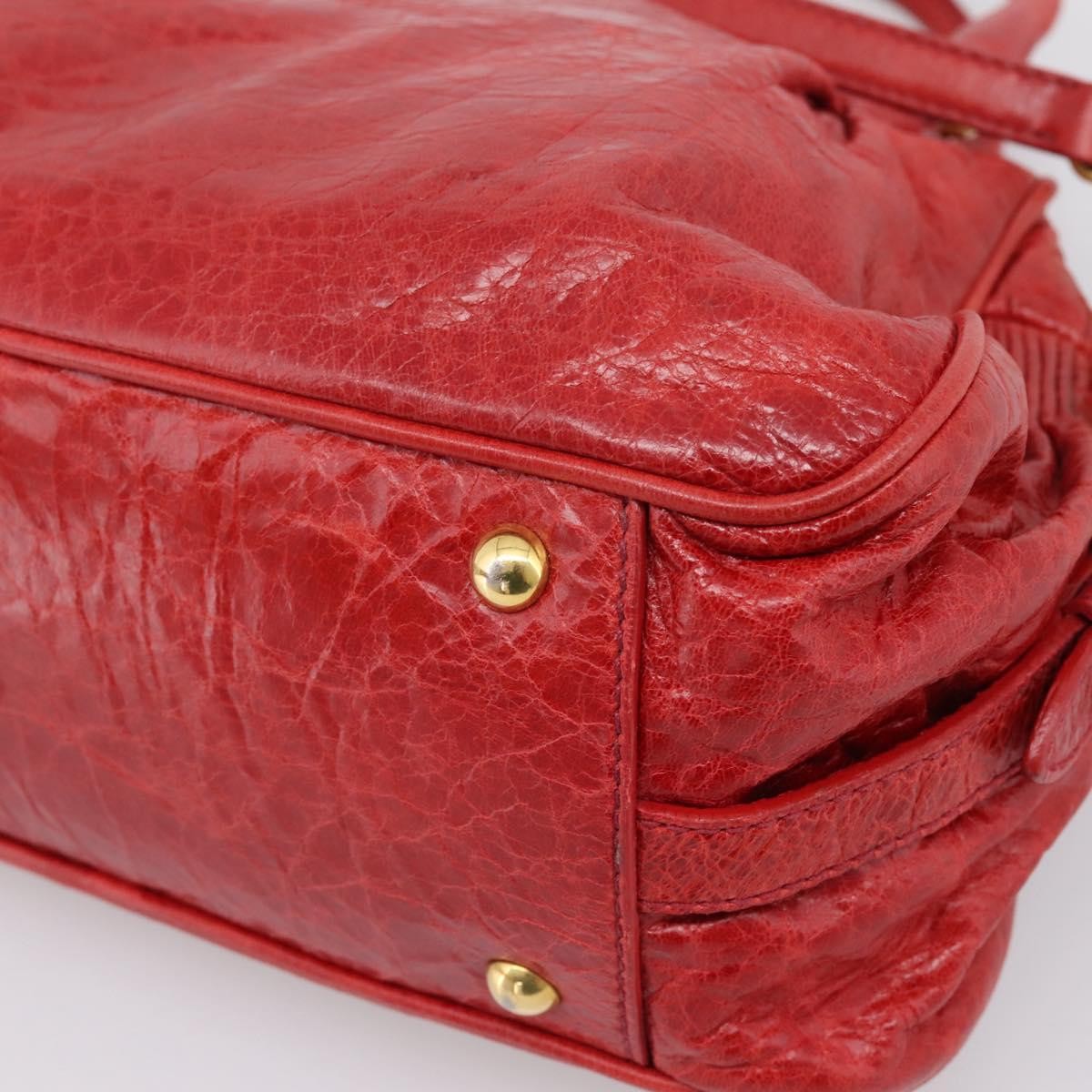 Miu Miu Coffer Convertible Satchel Matelasse Leather Red Leather Handbag (Pre-Owned)